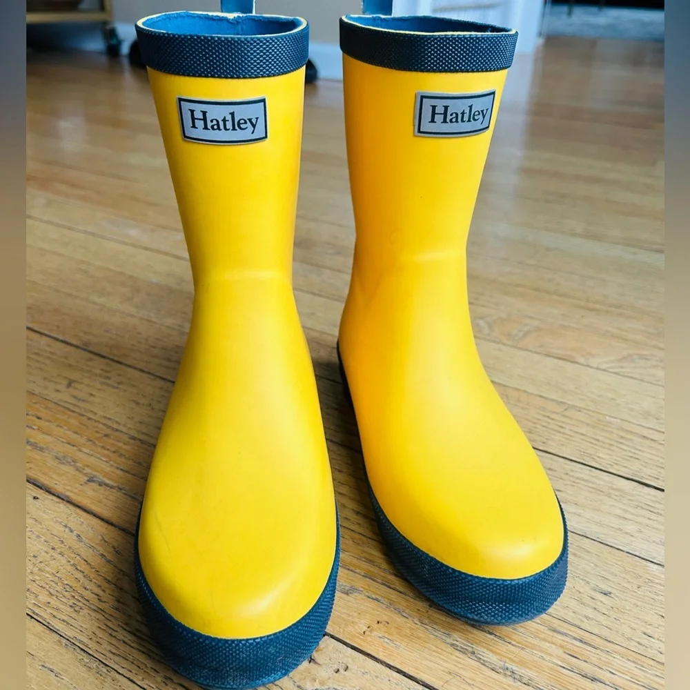 Hatley Matte Yellow Waterproof Rain Boots PVC-Free Rubber Kids 3